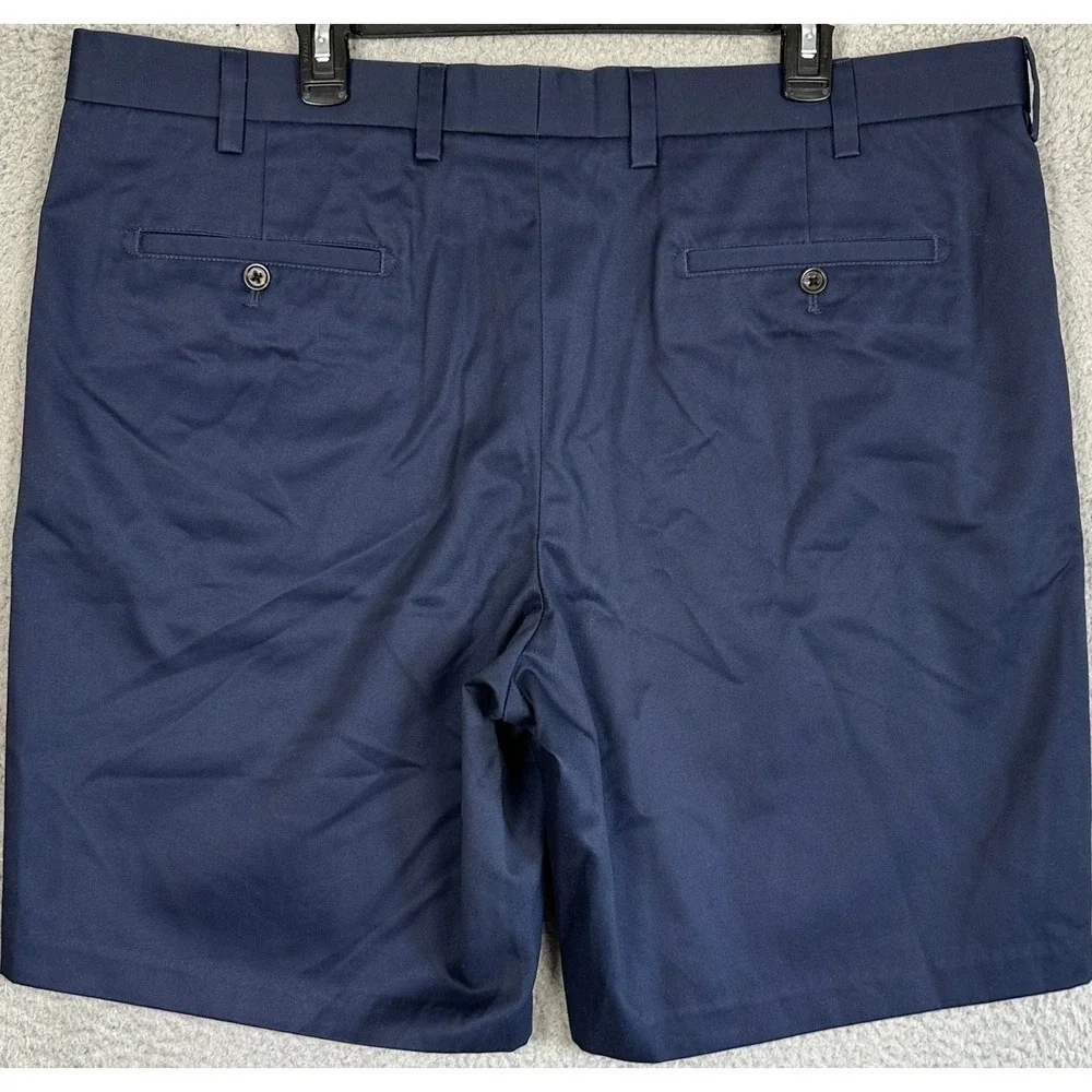 NEW Nordstrom Smartcare Shorts Mens 42 Navy Blue Chino Flat Front Casual Pockets